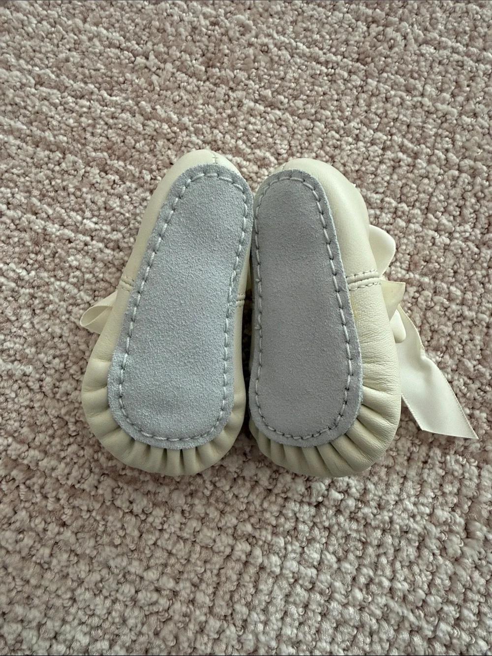 Baby Deer Ivory Satin Bow Baby Walker Shoes